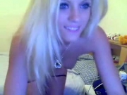 Beautiful blonde girl and her webcamera