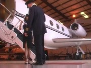Pilot checks a stewardess