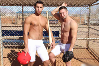 Anal training of two strong baseball players - gay porn