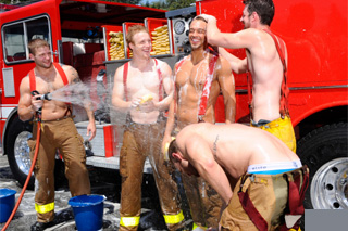 Firefighting orgy - gay porn
